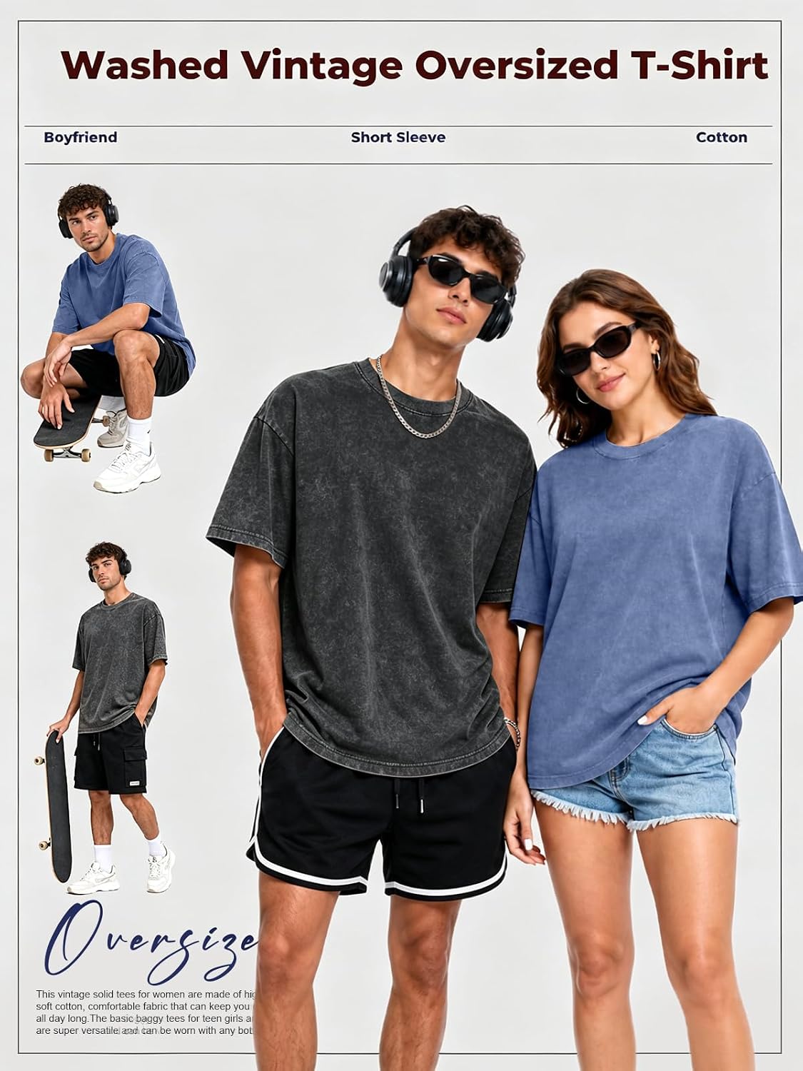 Womens Washed Vintage Oversized T-Shirt