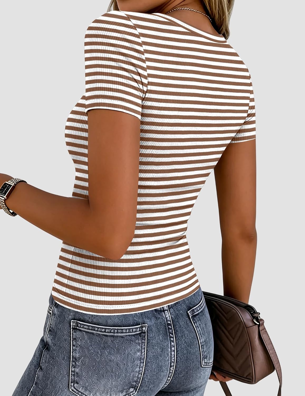 Zeagoo Women's Ribbed Short Sleeve