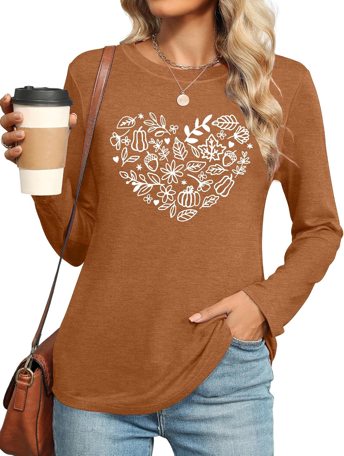 Halloween Long Sleeve for Women Pumpkin Graphic Shirts Fall T-Shirt