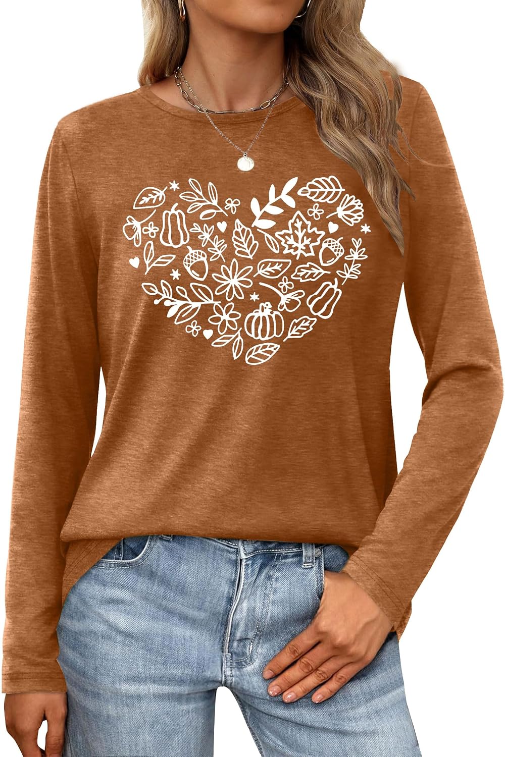 Halloween Long Sleeve for Women Pumpkin Graphic Shirts Fall T-Shirt - Image 2