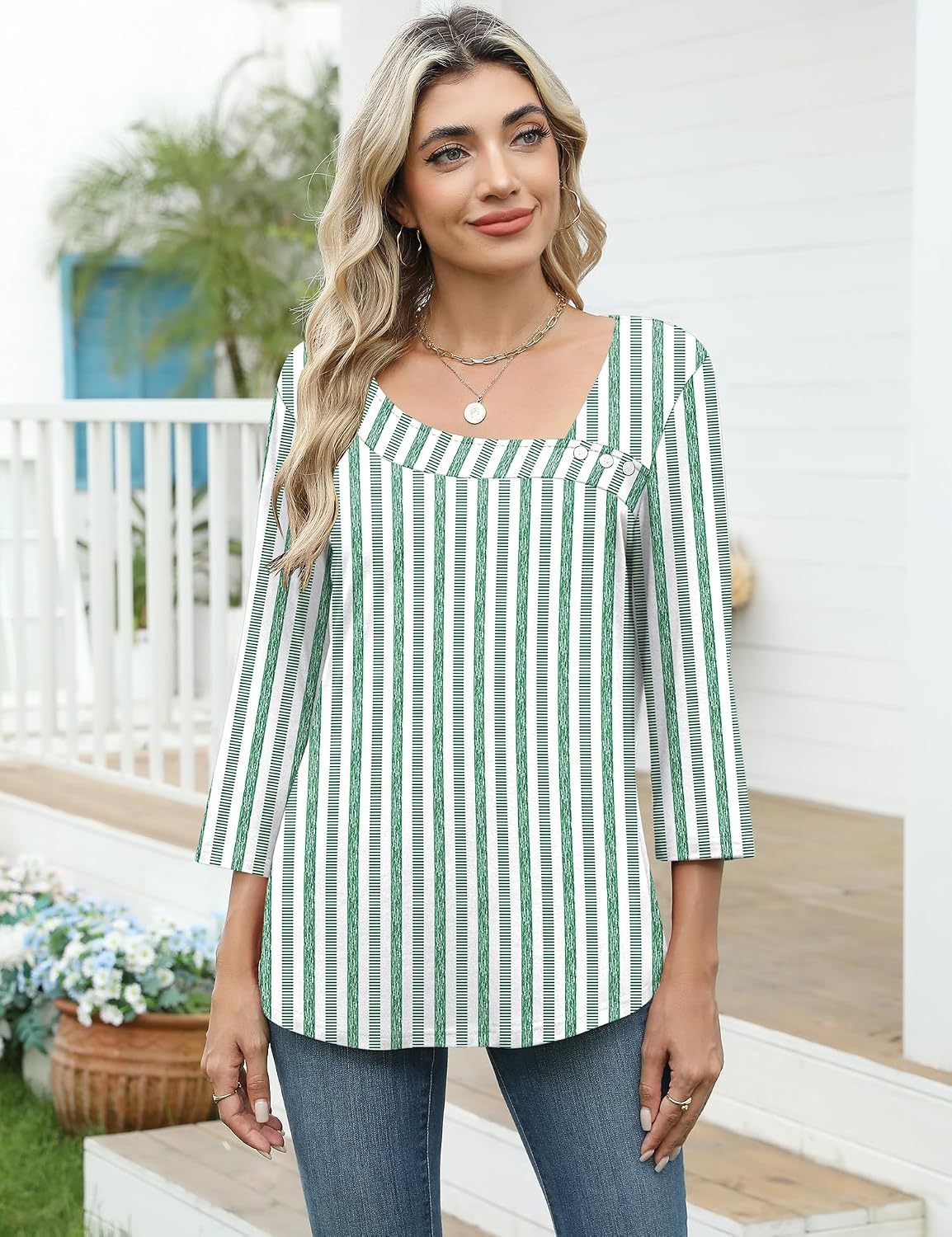 LOMON Womens 3/4 Length Sleeve