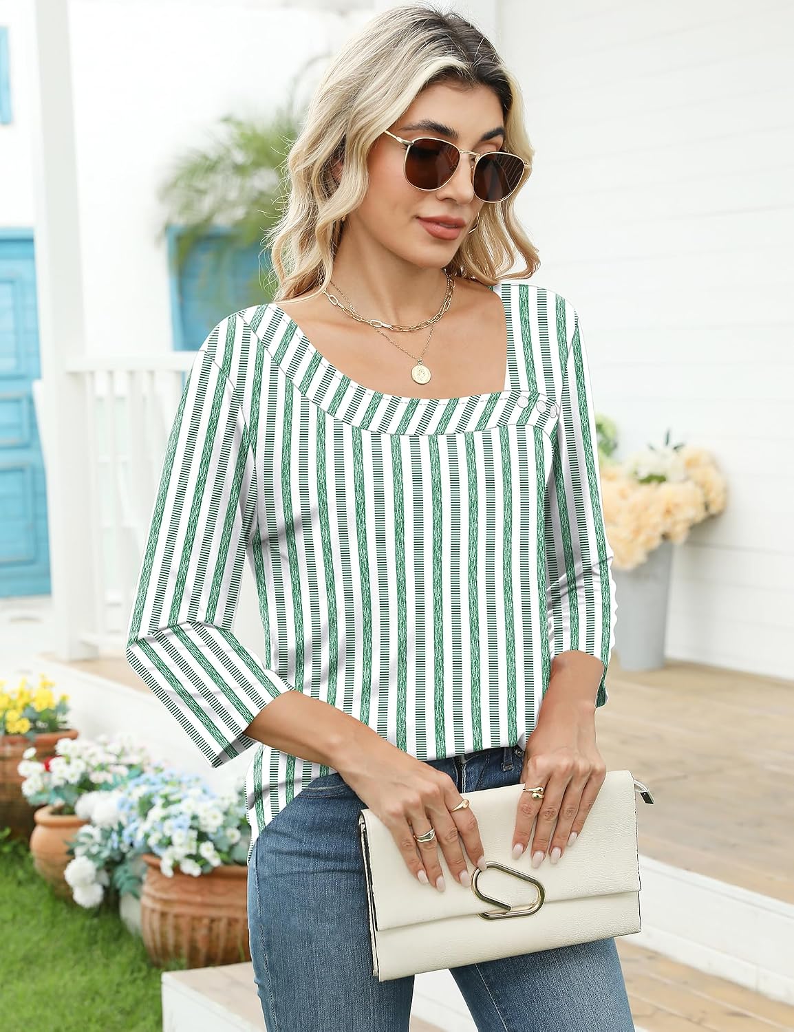 LOMON Womens 3/4 Length Sleeve
