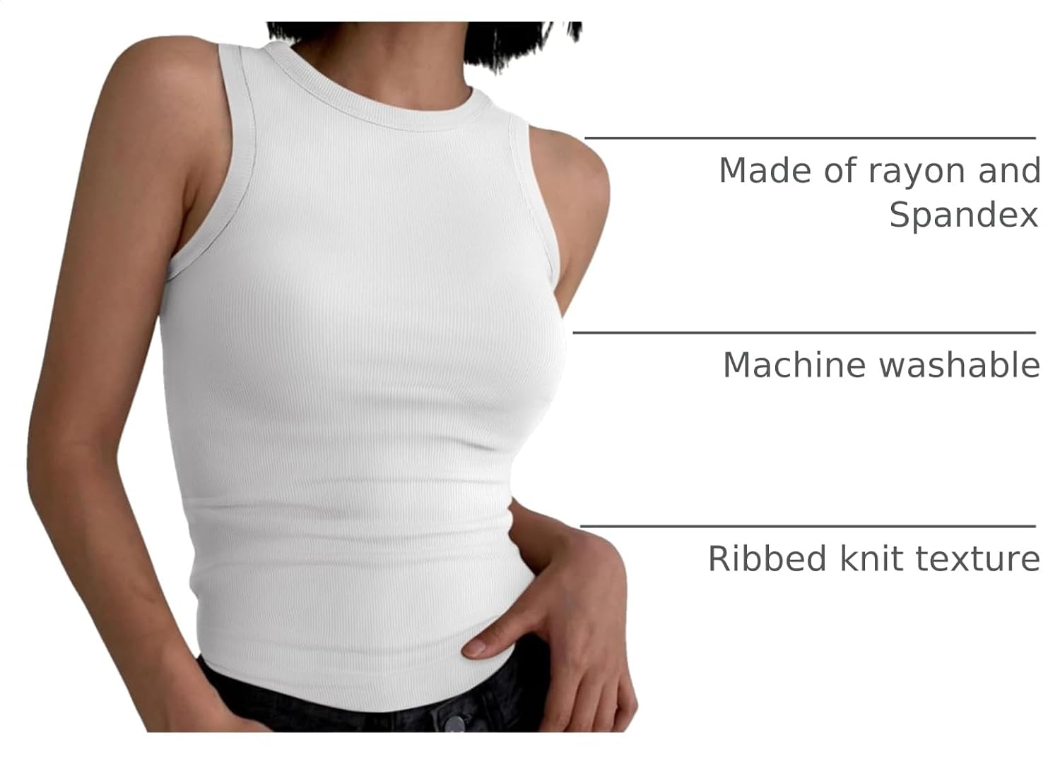 ANRABESS High Neck Ribbed Tank Tops for Women Sleeveless Summer Tops - Image 4