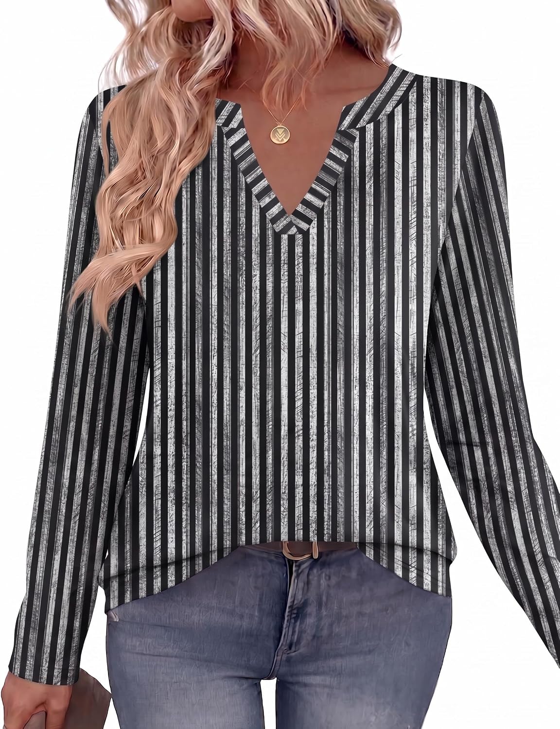 Zeagoo Womens Tops Long Sleeve V Neck Tee Shirts Cute Dressy Casual - Image 2