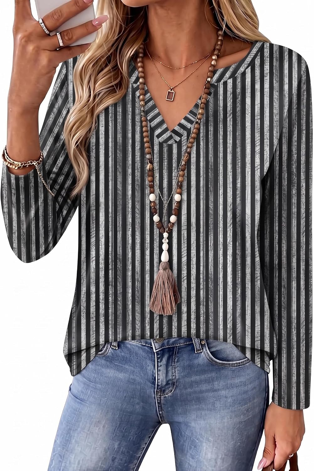Zeagoo Womens Tops Long Sleeve V Neck Tee Shirts Cute Dressy Casual - Image 3