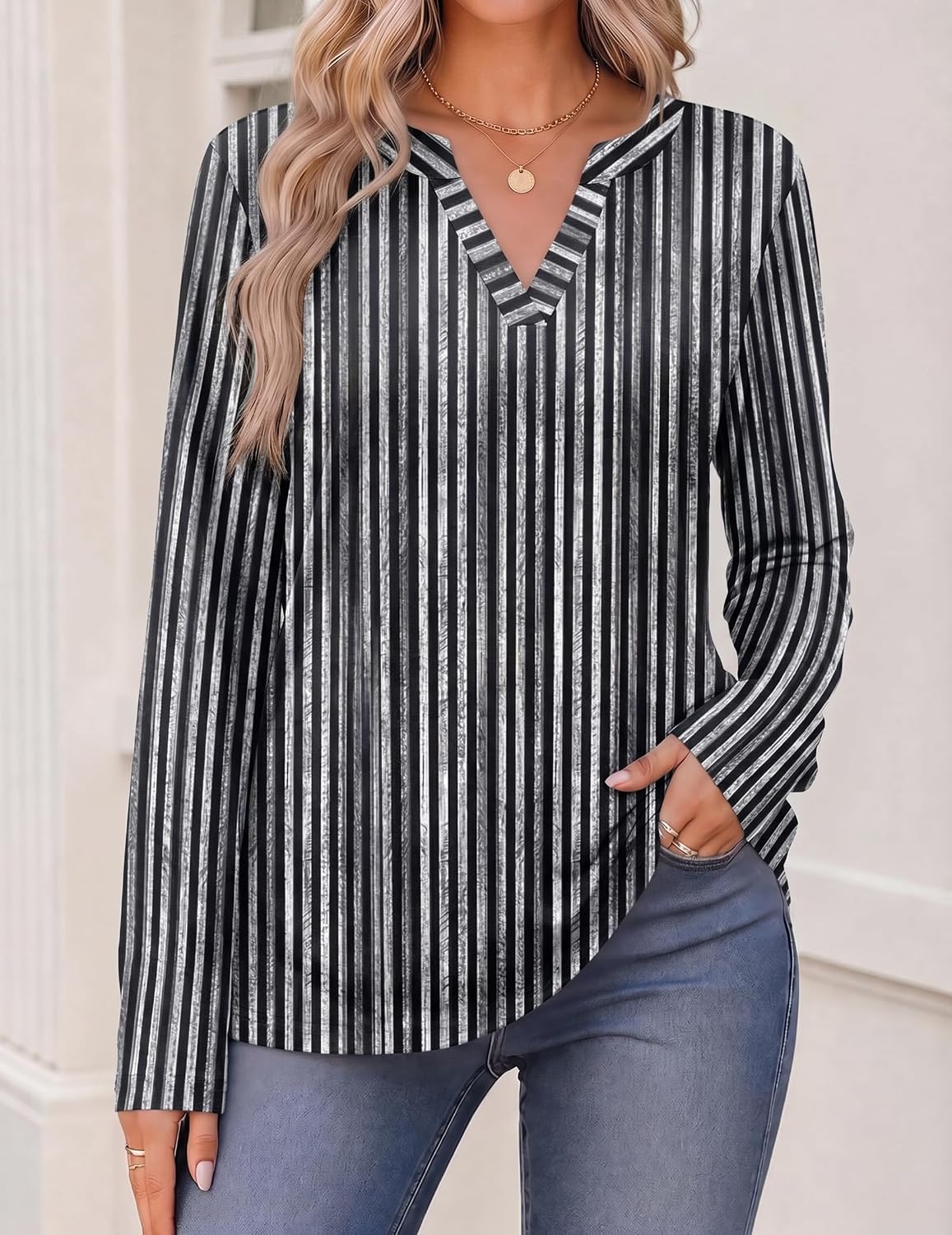 Zeagoo Womens Tops Long Sleeve V Neck Tee Shirts Cute Dressy Casual - Image 4