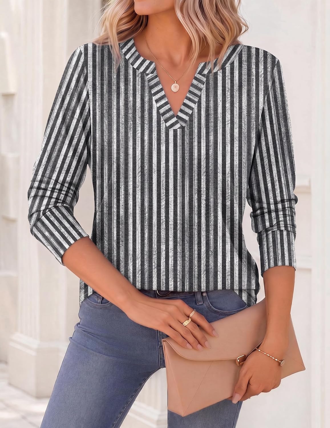 Zeagoo Womens Tops Long Sleeve V Neck Tee Shirts Cute Dressy Casual - Image 5