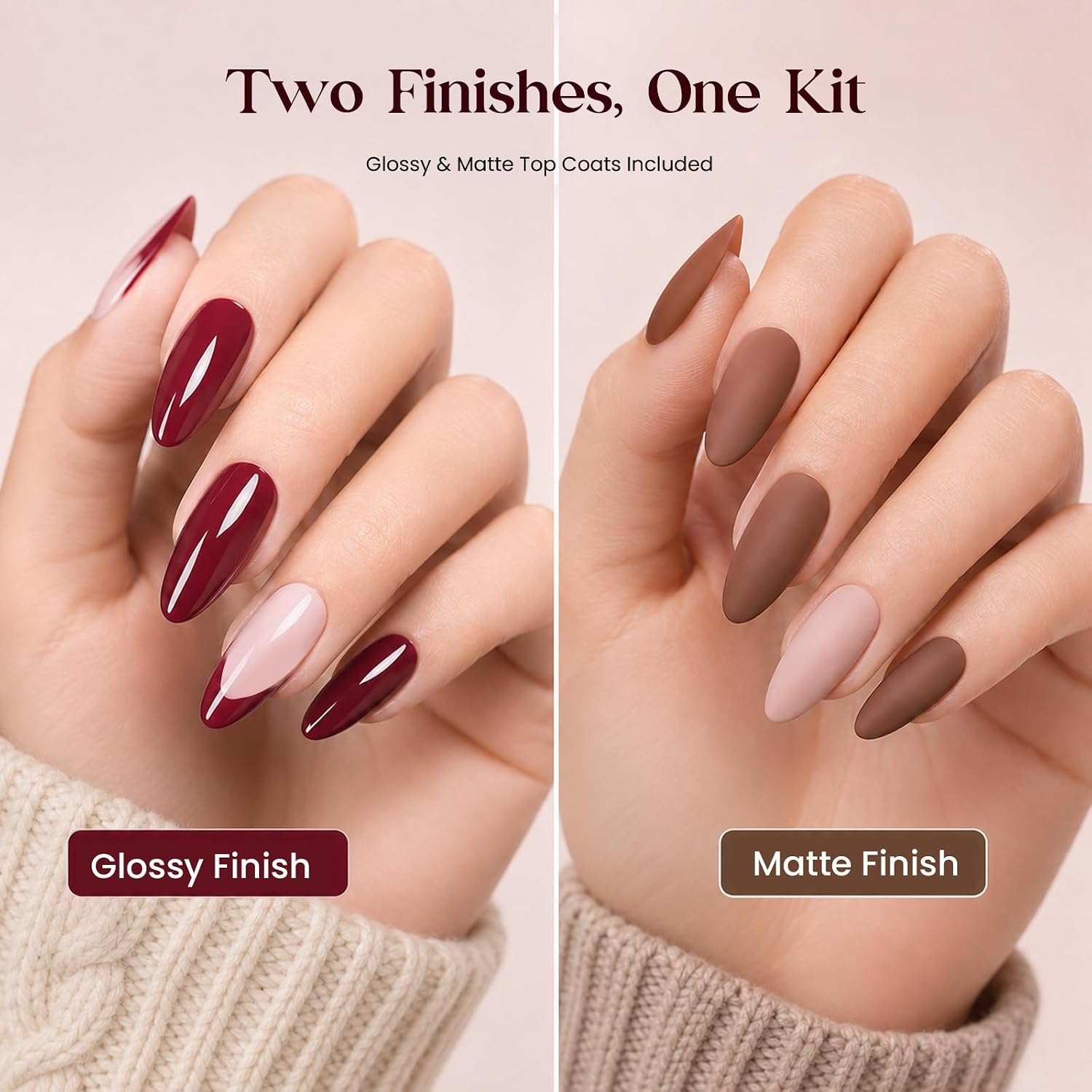 Beetles Fall Gel Nail Polish Set, 23Pcs Brown Burgundy Red Nude Pink - Image 3
