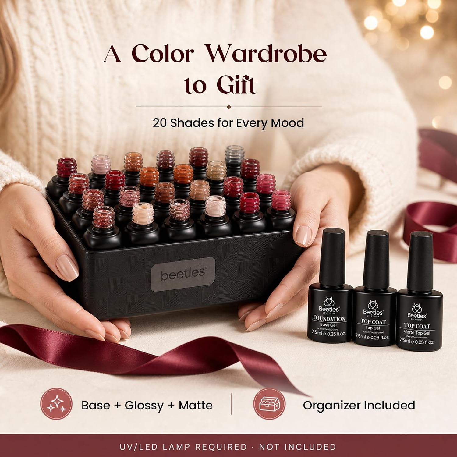 Beetles Fall Gel Nail Polish Set, 23Pcs Brown Burgundy Red Nude Pink - Image 7