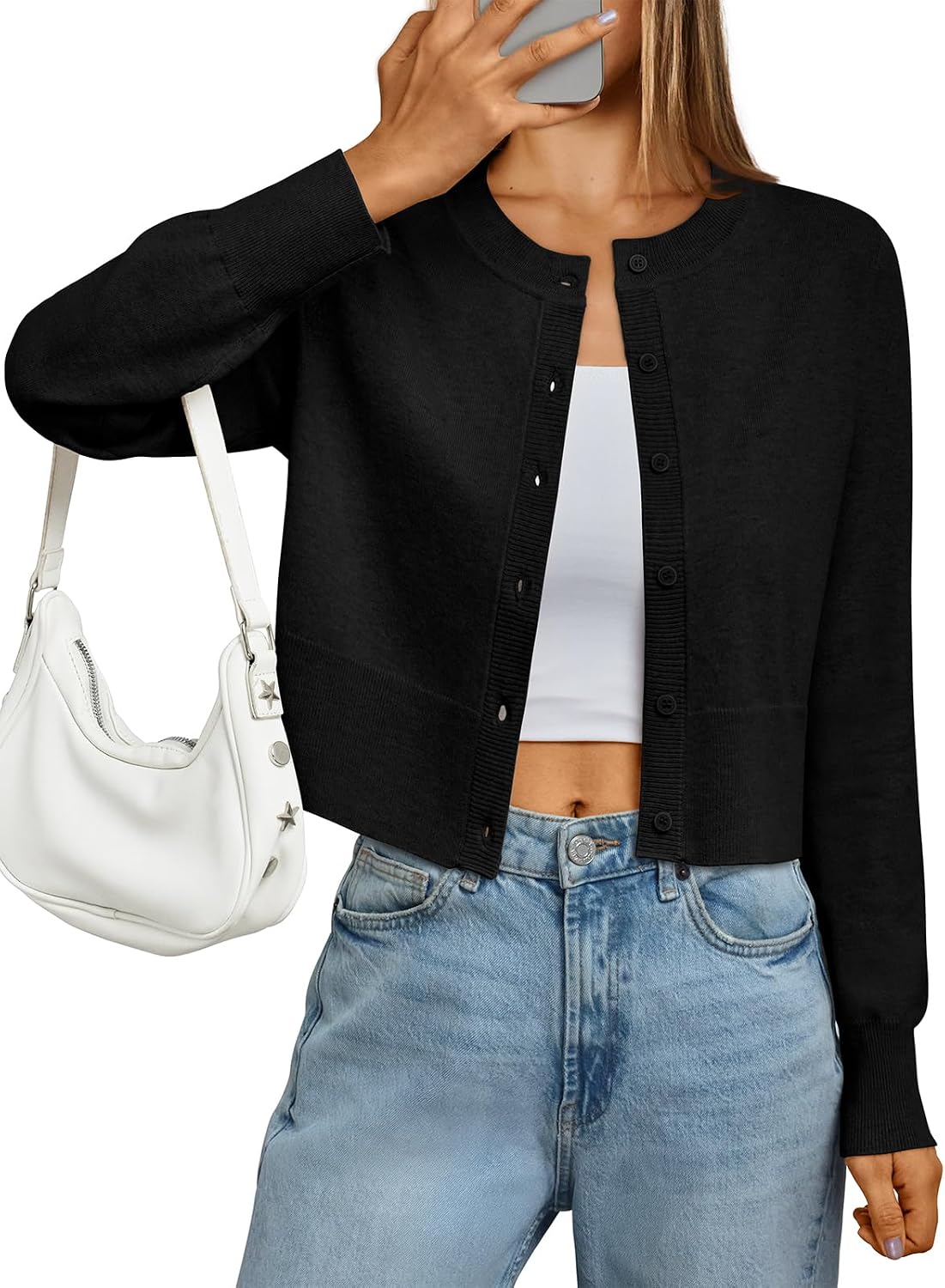 LILLUSORY Cropped Lightweight Cardigan Sweaters Women