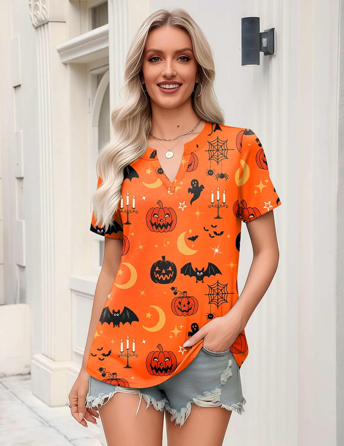Zeagoo Womens Tops Short Sleeve V Neck Tee Shirts Cute Dressy Casual - Image 3