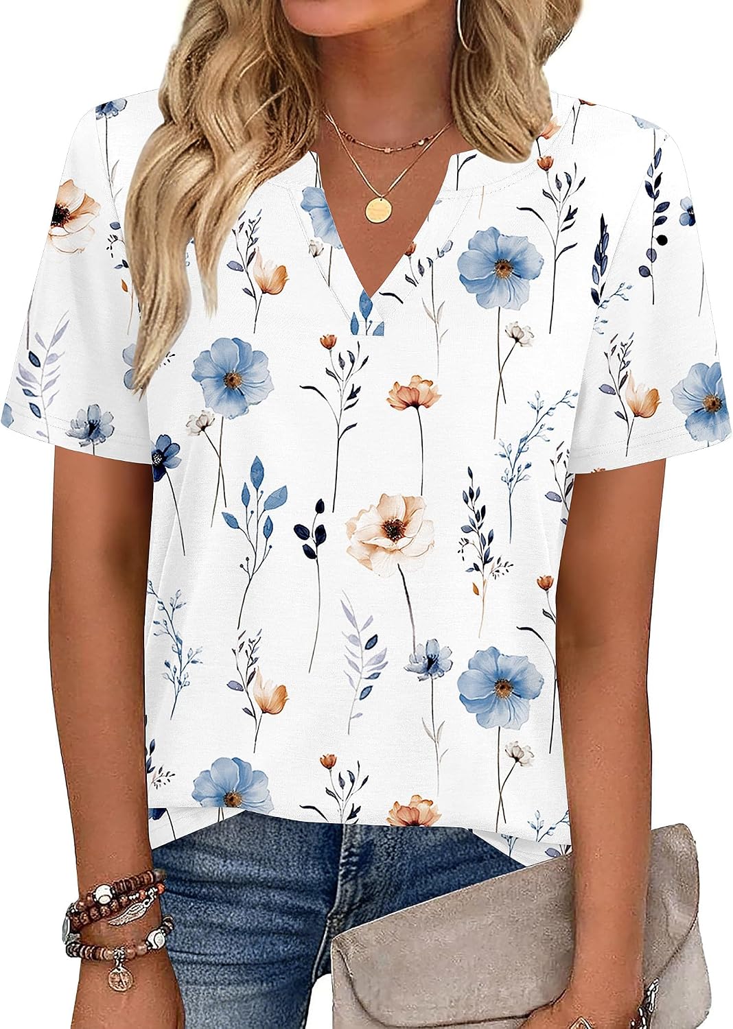 Zeagoo Womens Tops Short Sleeve V Neck Tee Shirts Cute Dressy Casual - Image 2