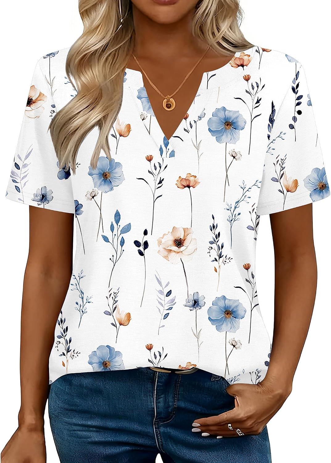 Zeagoo Womens Tops Short Sleeve V Neck Tee Shirts Cute Dressy Casual - Image 4