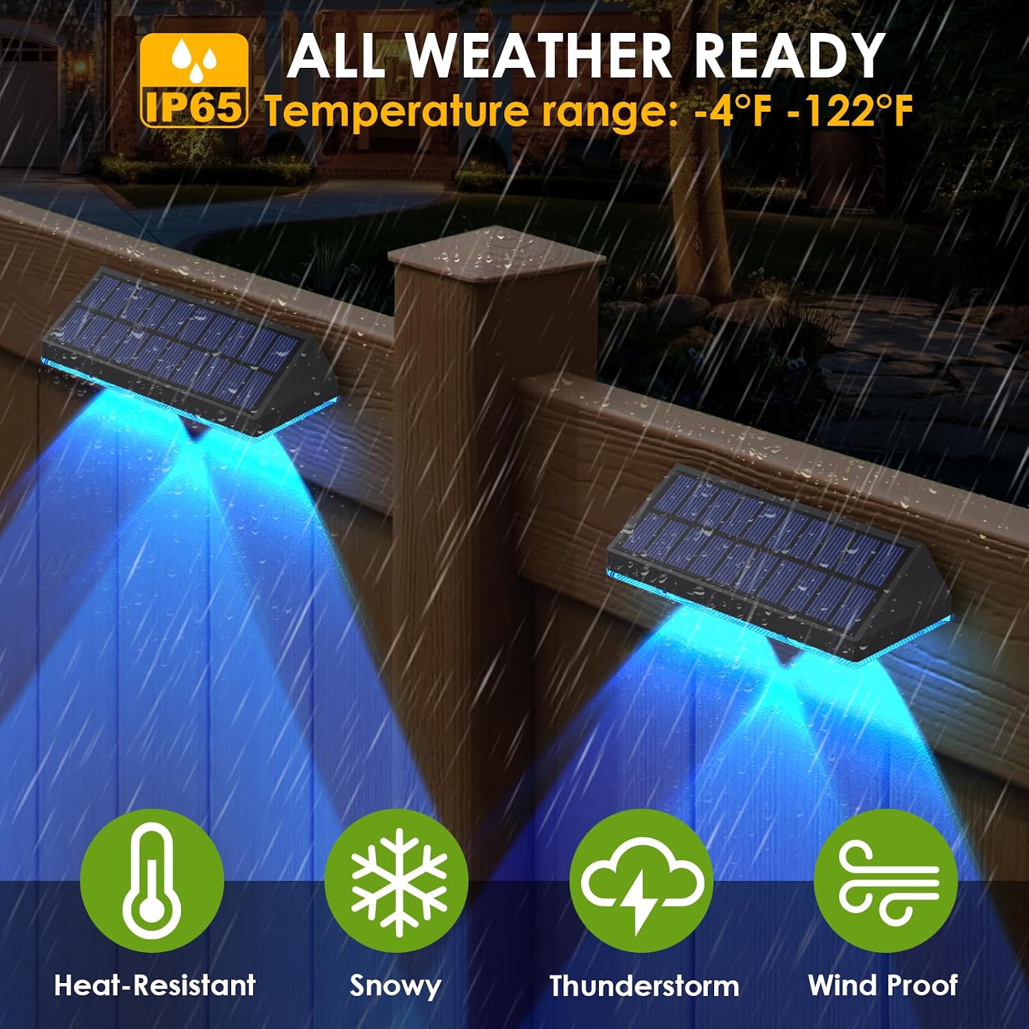 LIANGLOME Solar Fence Lights Outdoor