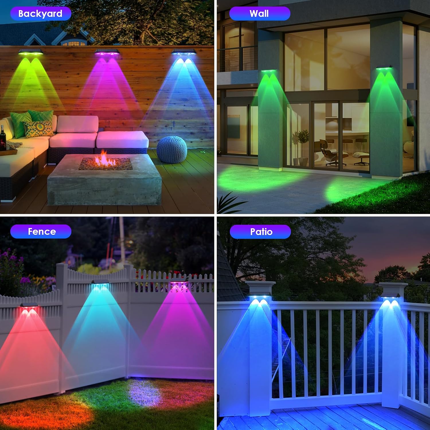 LIANGLOME Solar Fence Lights Outdoor