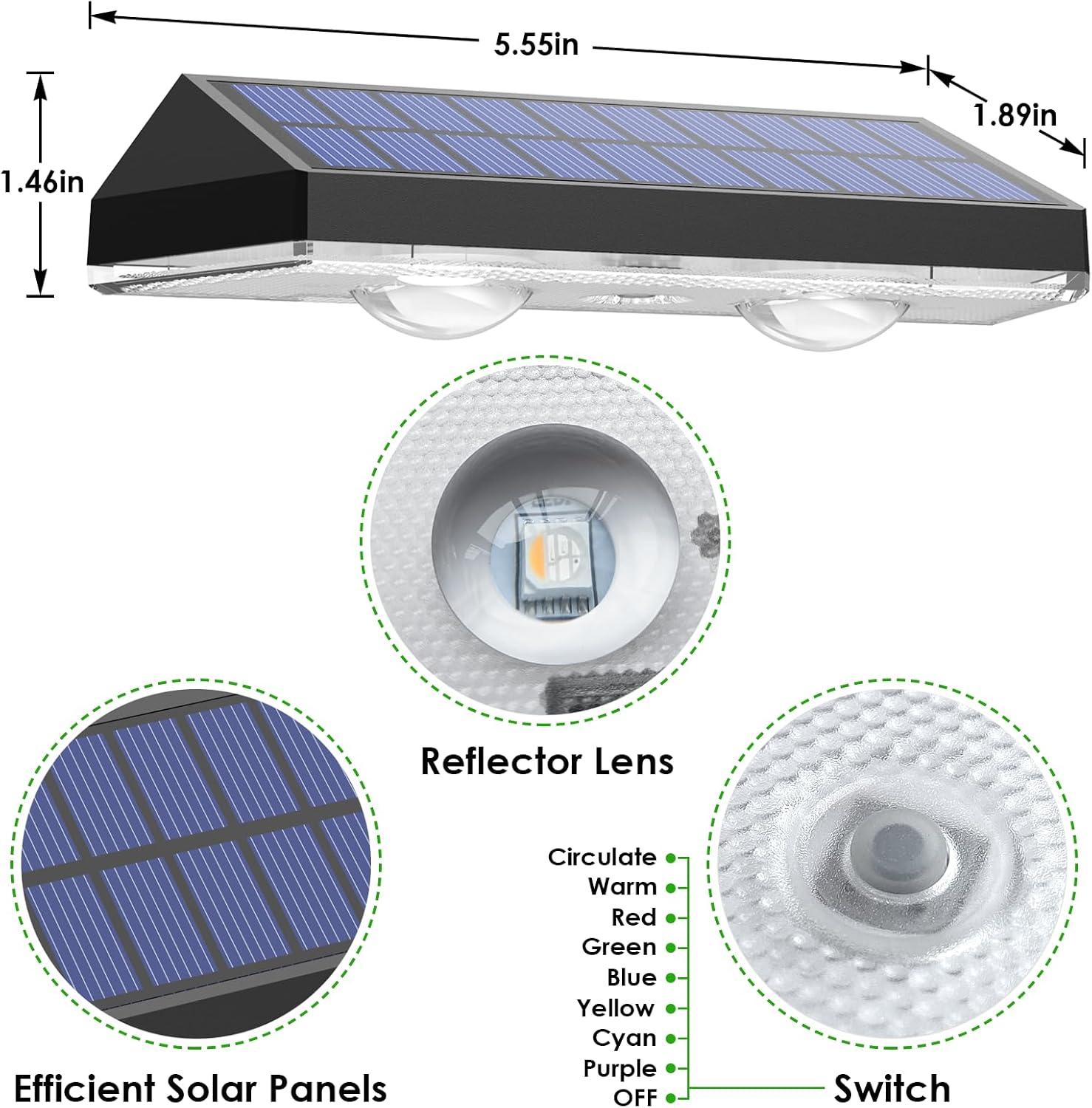 LIANGLOME Solar Fence Lights Outdoor