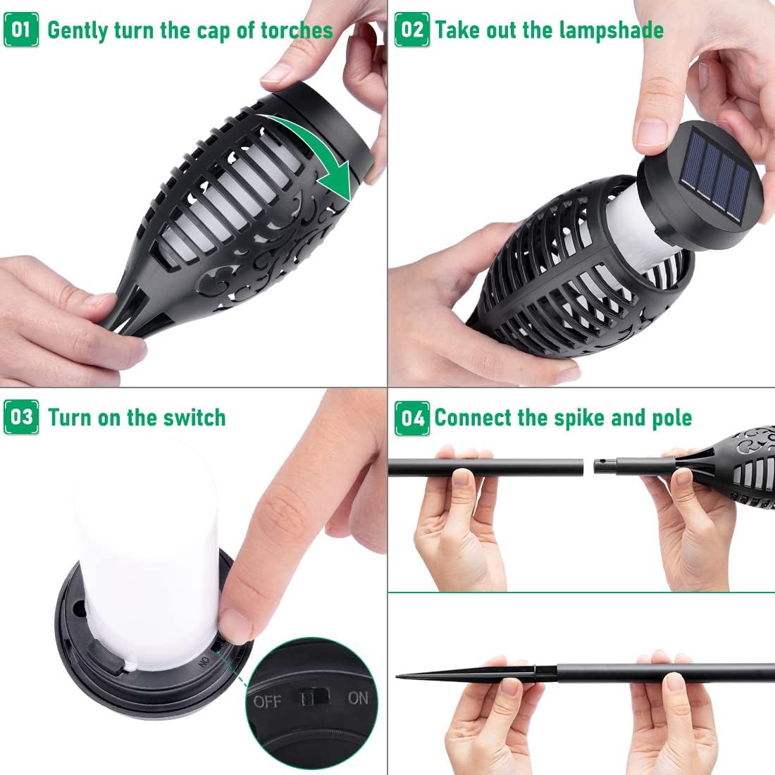 IkeeRuic Solar Torch Light