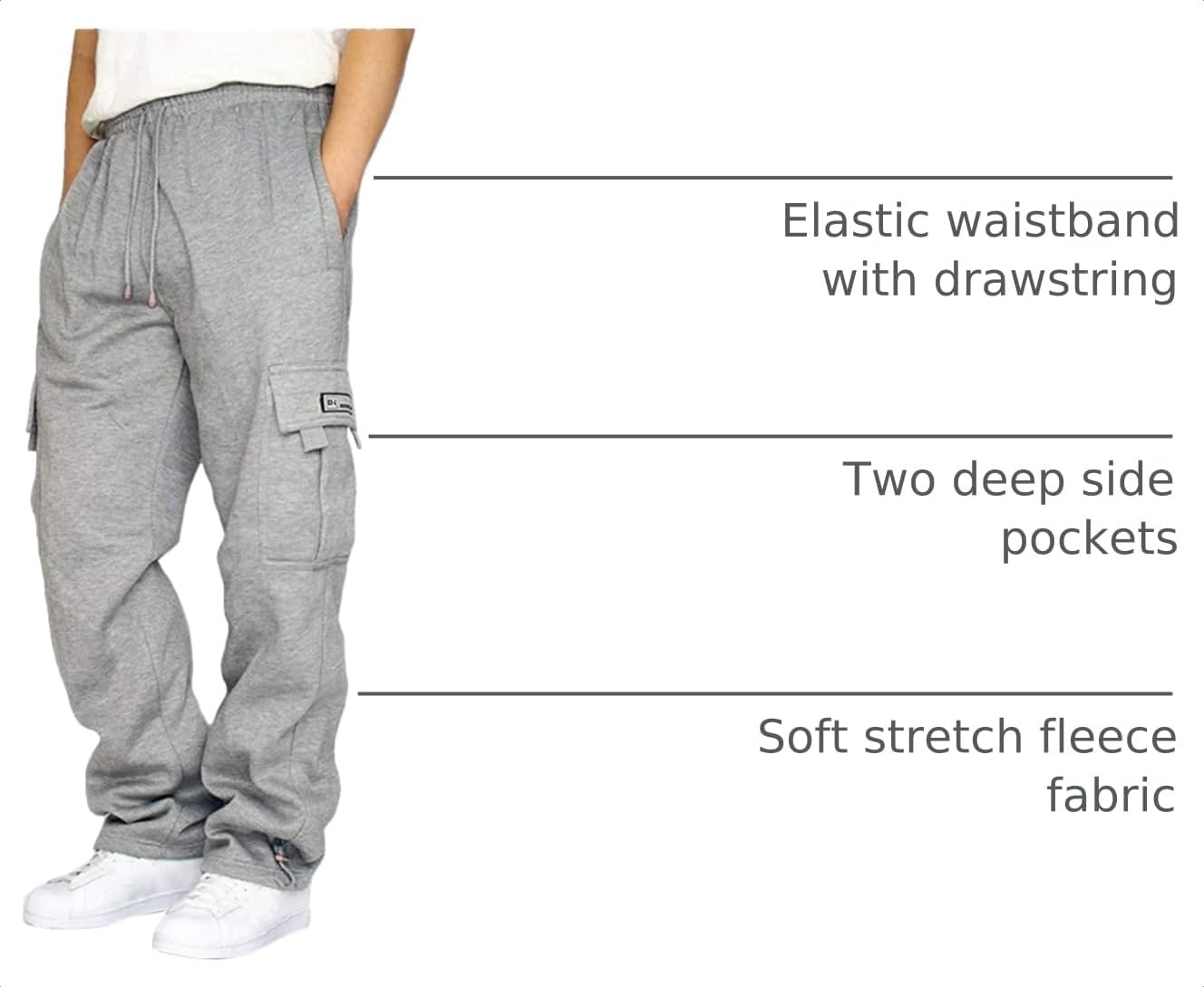 Men's Cargo Sweatpants Casual Fleece