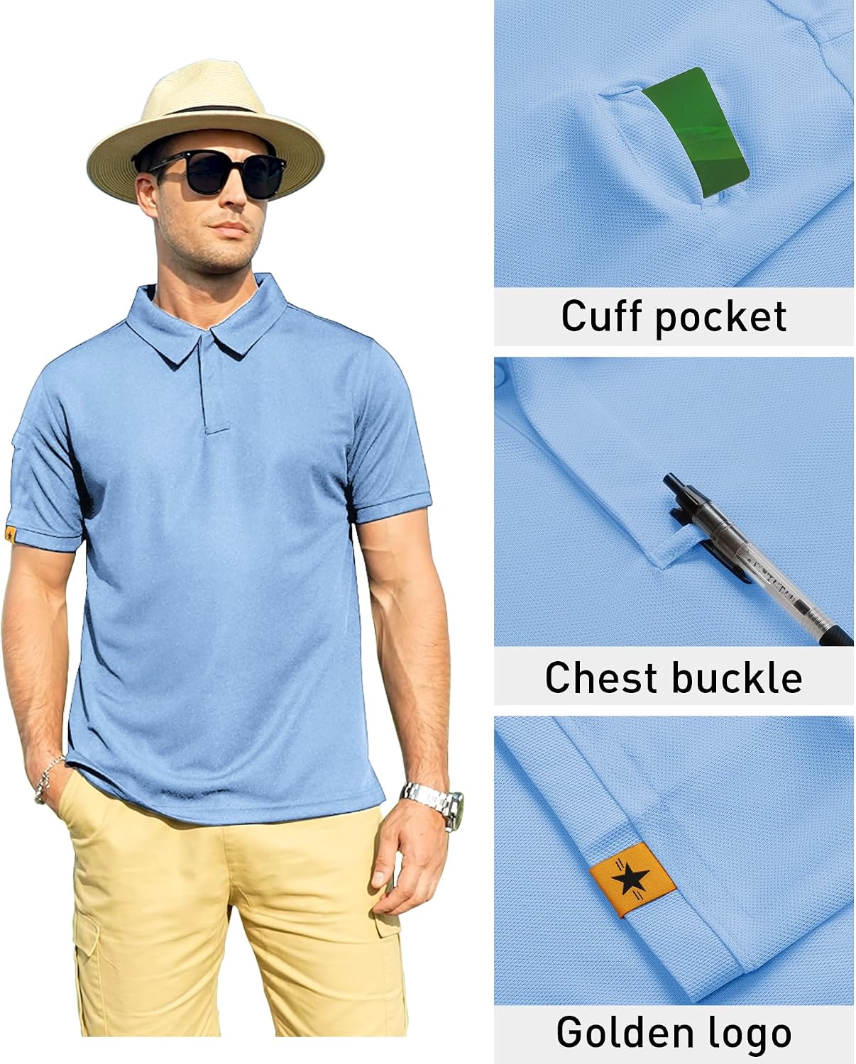 ZITY Mens Polo Shirt Short Sleeve Moisture Wicking Athletic Golf Polos - Image 2