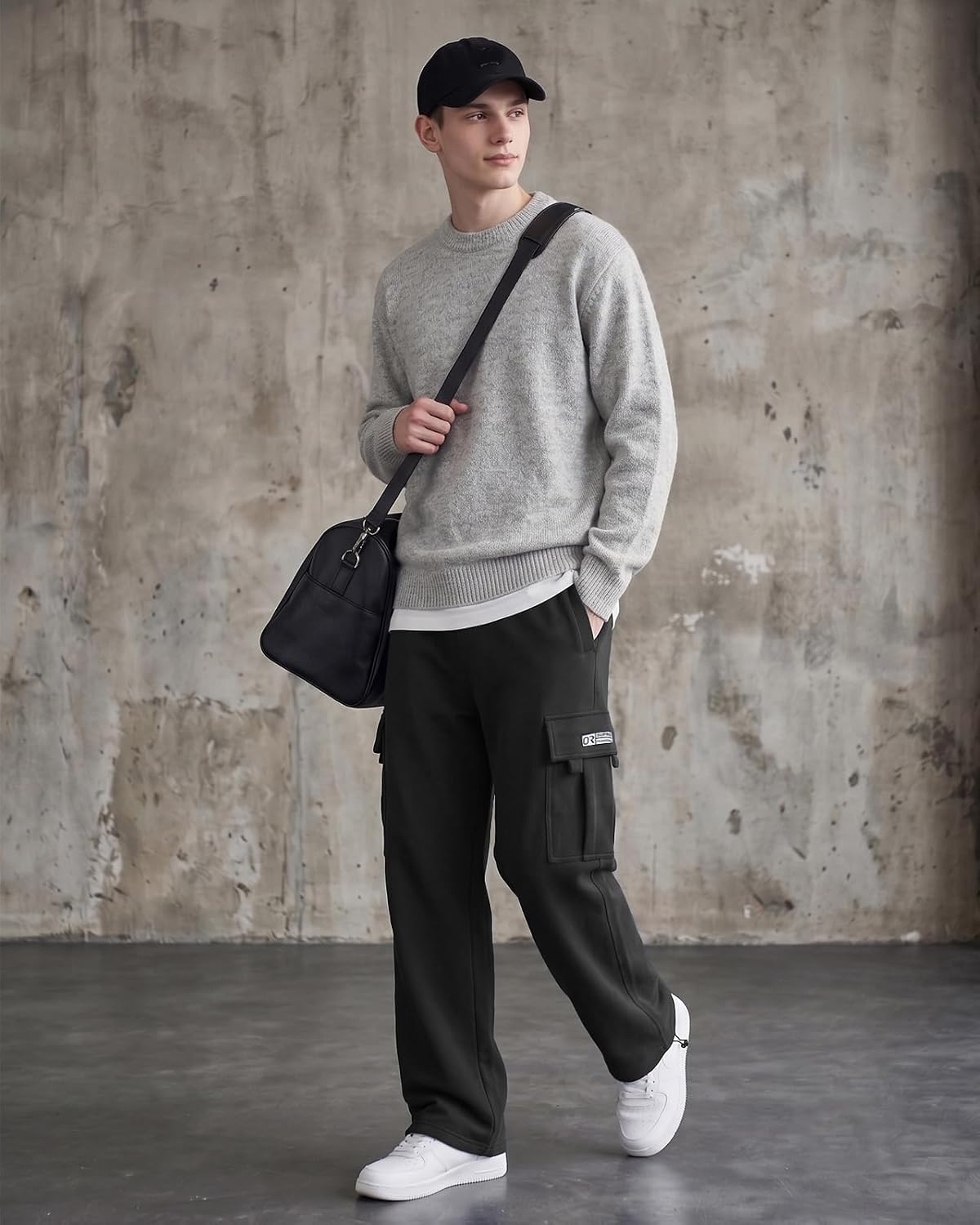 Men's Cargo Sweatpants Casual Fleece