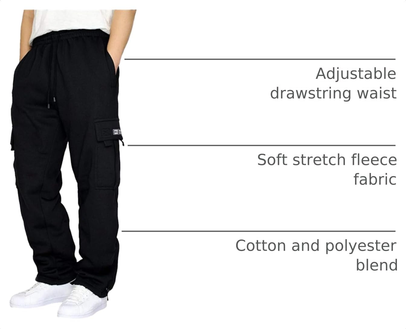 Men's Cargo Sweatpants Casual Fleece