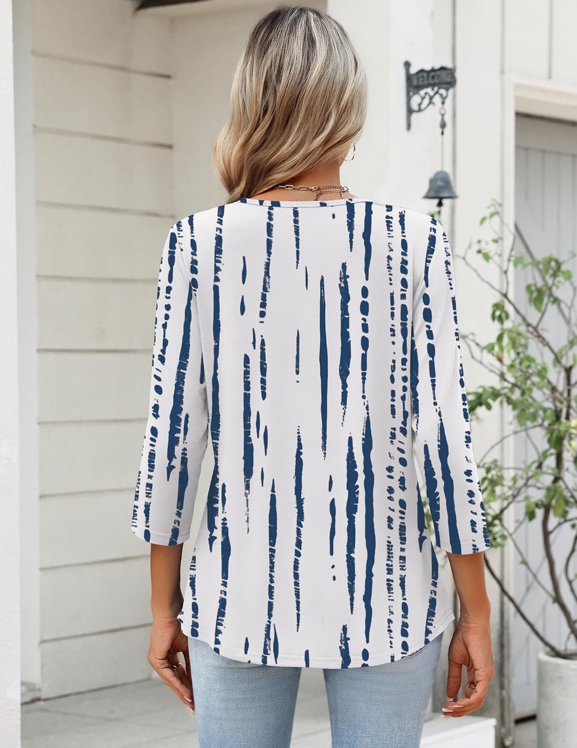 Zeagoo Womens 3/4 Sleeve V Neck Tops Dressy Casual Pleated T Shirts - Image 5