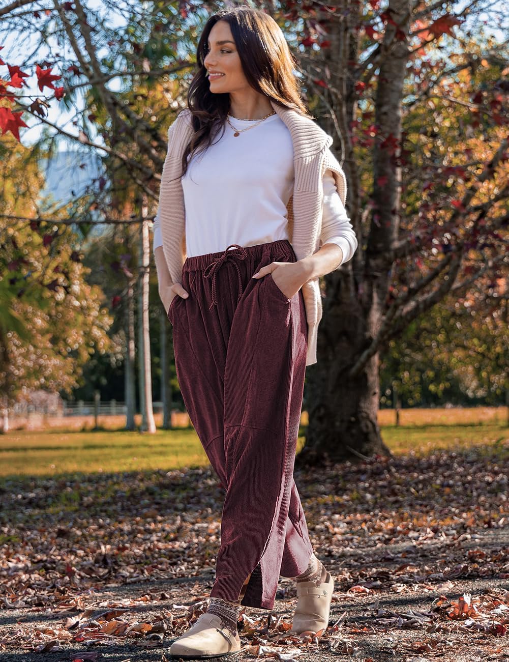 TARSE Womens Corduroy Baggy Harem Pants - Image 3