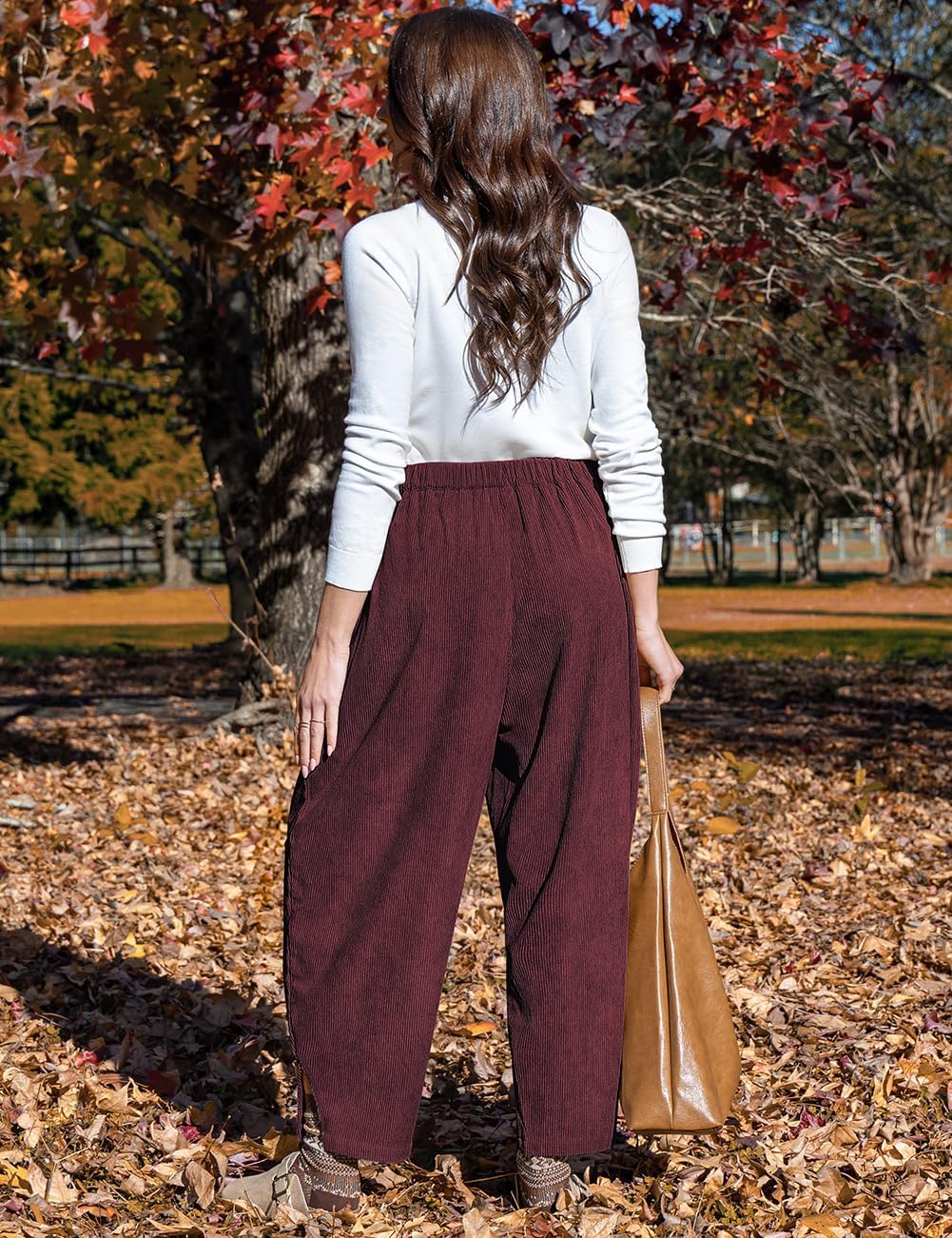 TARSE Womens Corduroy Baggy Harem Pants - Image 5