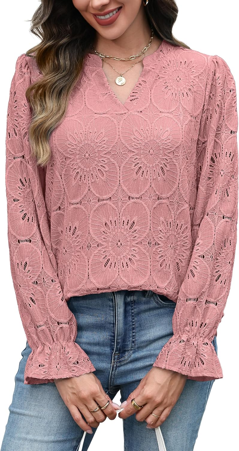 RUMIA Womens Blouses V Neck
