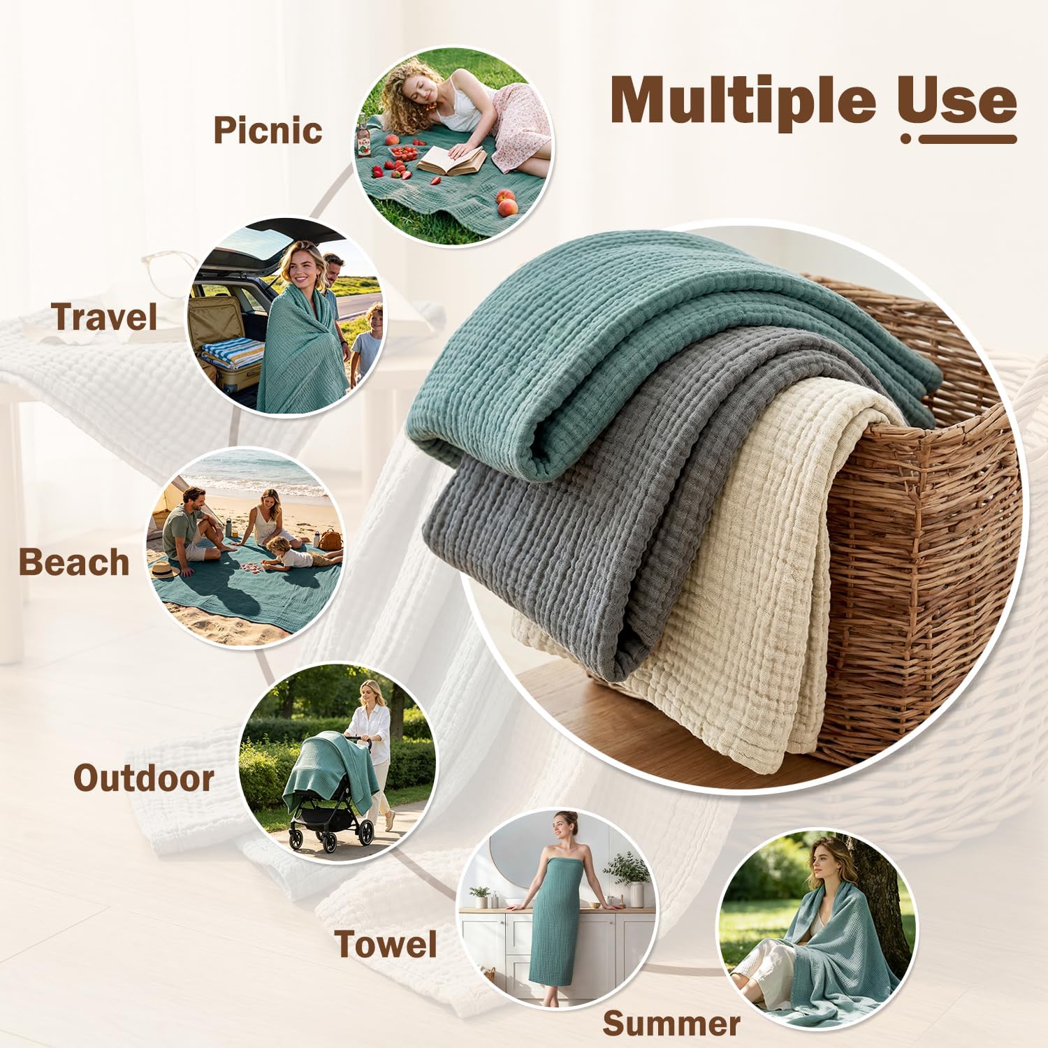 EMME Muslin Throw Blankets
