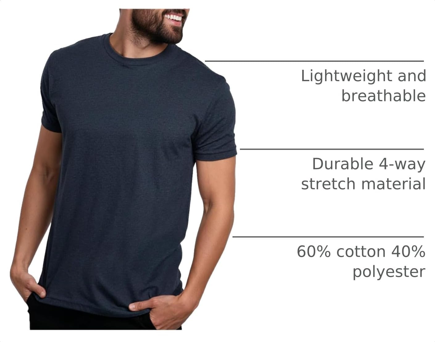 Mens T Shirts Soft Cotton Crew Neck Athletic Fit Casual Tees S-4XL - Image 4