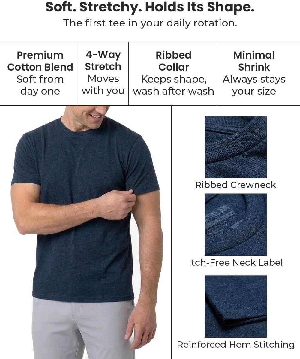 Mens T Shirts Soft Cotton Crew Neck Athletic Fit Casual Tees S-4XL - Image 5