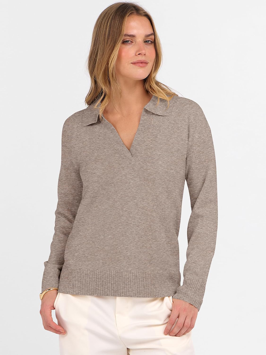 ANRABESS Women Polo V Neck Lightweight Fall Sweaters - Image 2