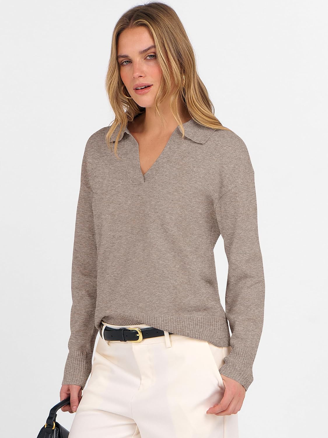 ANRABESS Women Polo V Neck Lightweight Fall Sweaters - Image 5