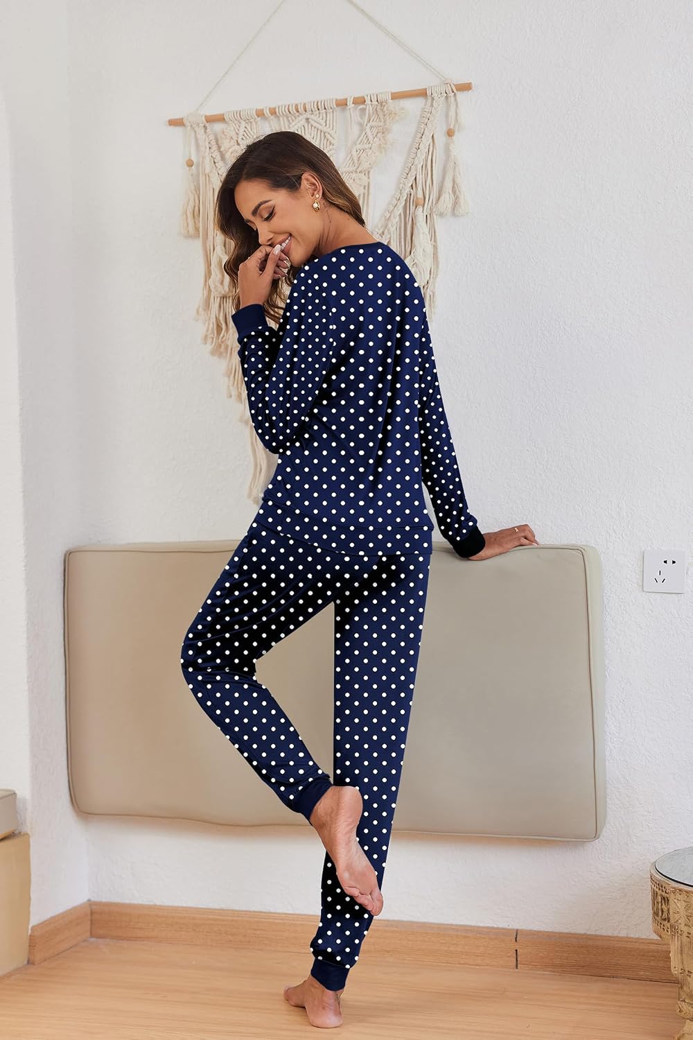 Ekouaer Pajamas for Women Comfy Long Sleeve Jogger Set Lounge Pjs Set - Image 5