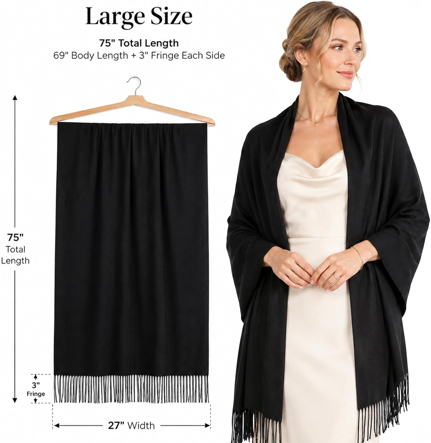 RIIQIICHY Women's Fringe Shawl Wrap