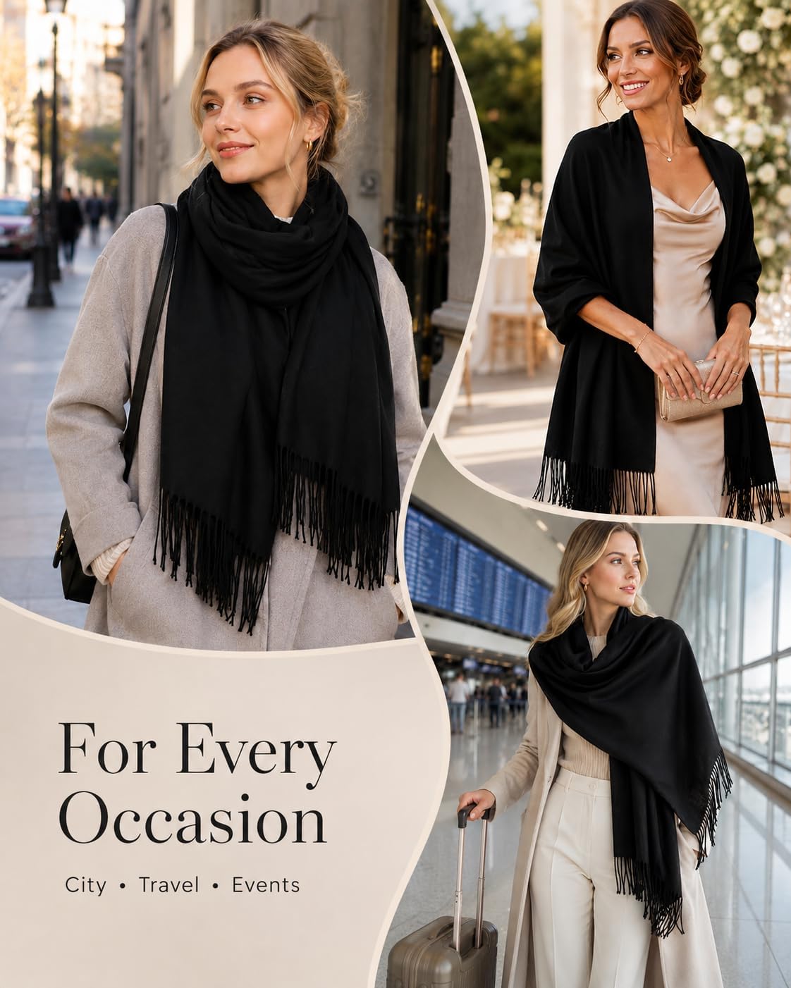 RIIQIICHY Women's Fringe Shawl Wrap