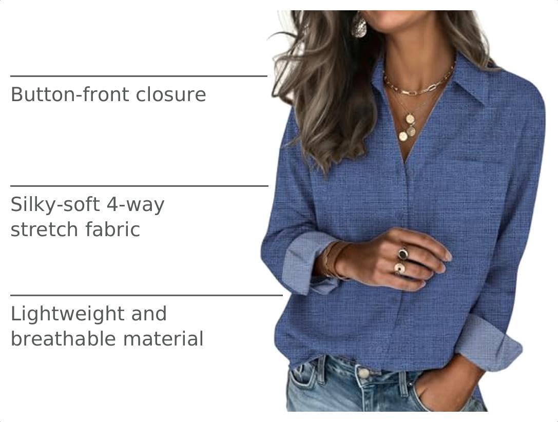 Zeagoo Blouses for Women Long Sleeve Dressy Casual Button Down Shirts - Image 4