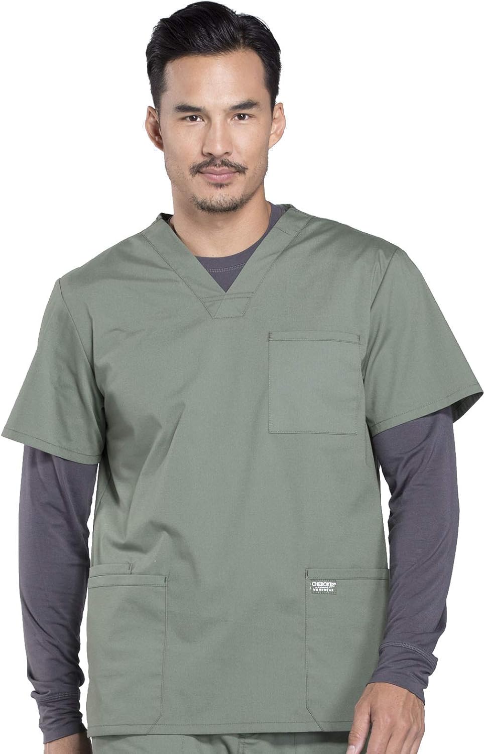 Cherokee WW Professionals Men's V-Neck Scrub Top 4 Pockets Medical Shirt