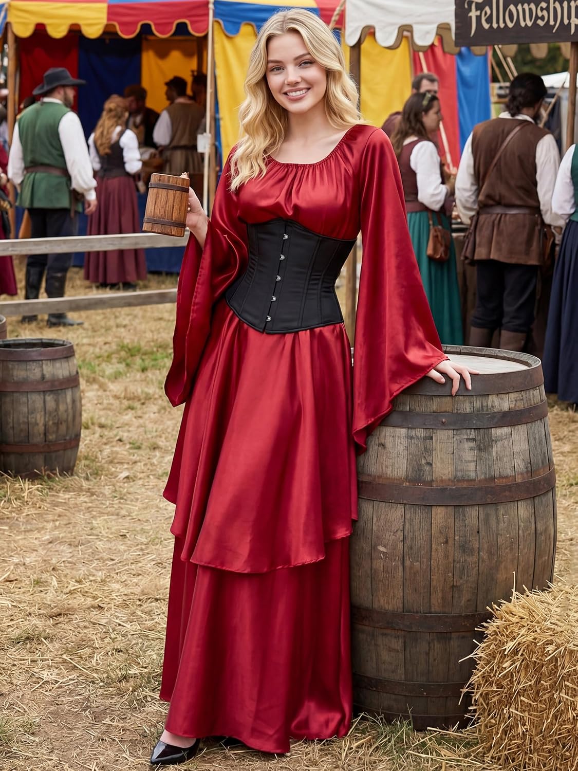 Kranchungel Underbust Corset Top for Women Renaissance Pirate Costume - Image 4