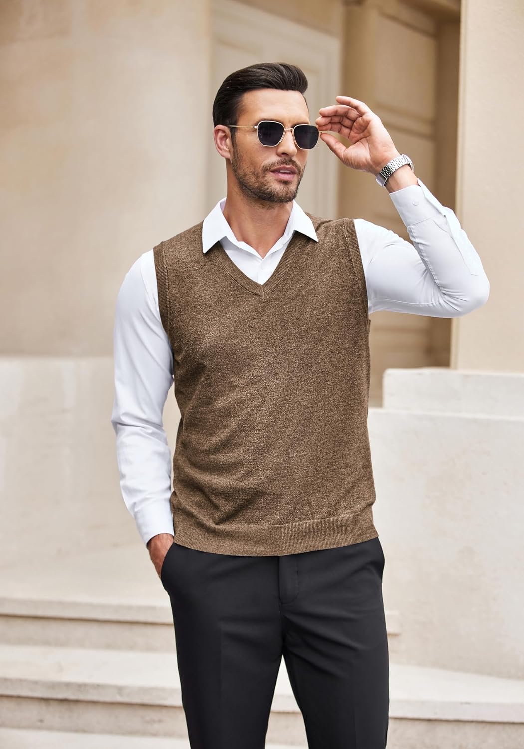 COOFANDY Men's Sleeveless Sweater Vest