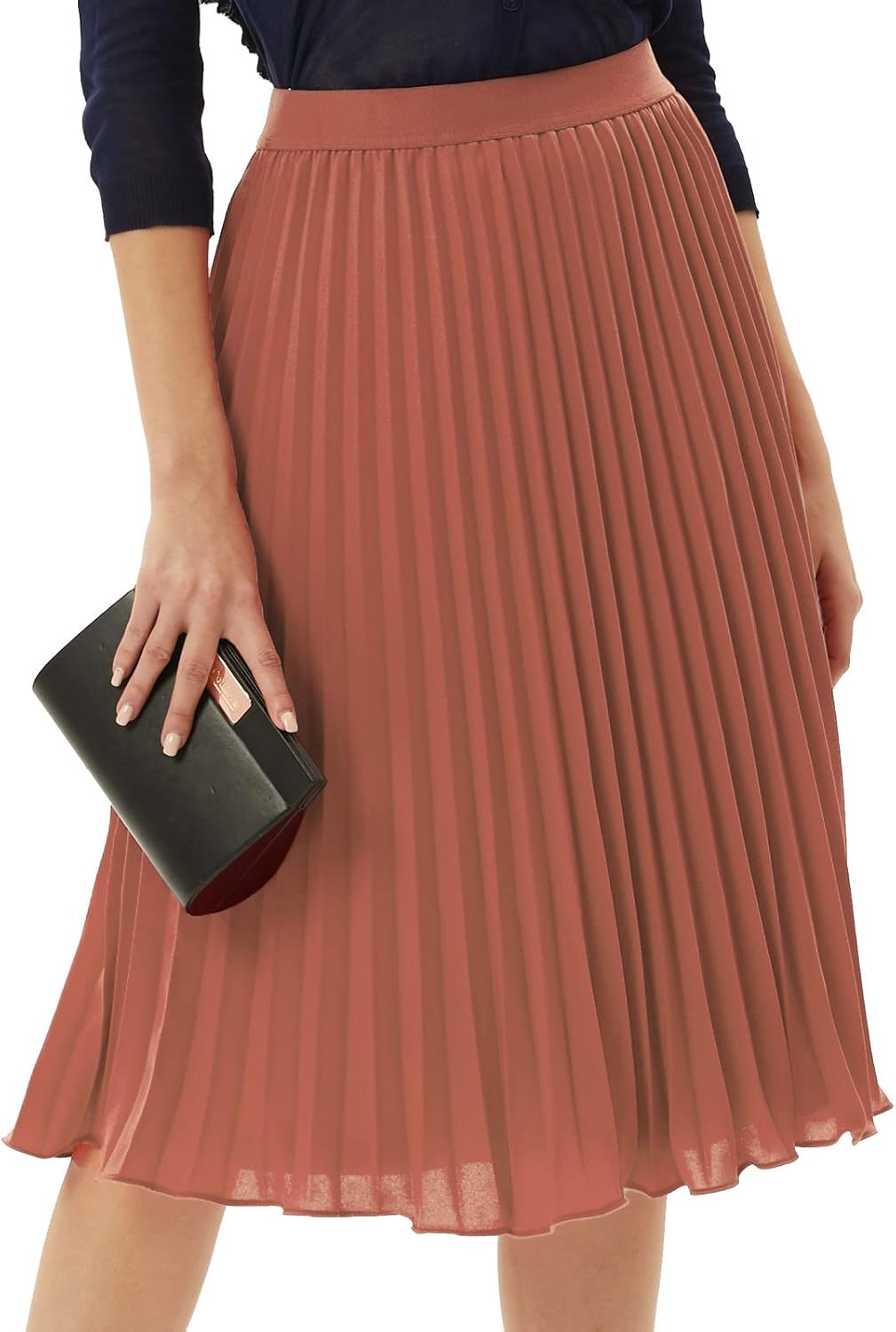 GRACE KARIN Pleated Midi Skirt for Women Chiffon A-Line Outfits - Image 2