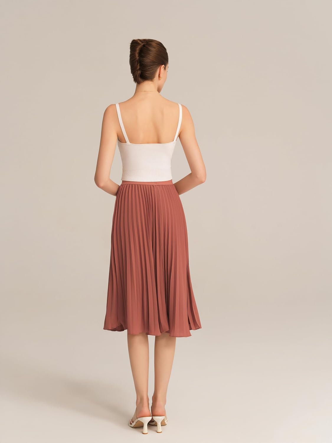GRACE KARIN Pleated Midi Skirt for Women Chiffon A-Line Outfits - Image 5