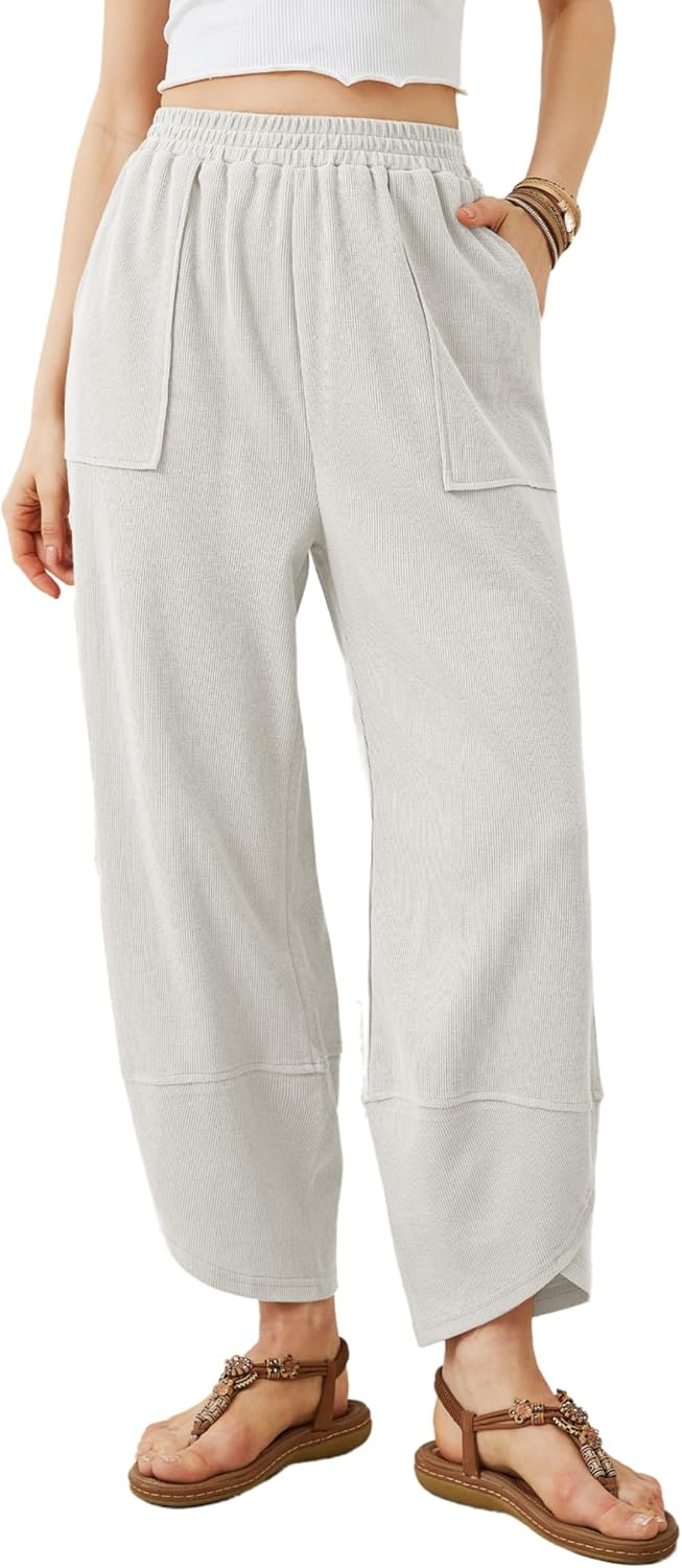 Xiaoxuemeng Womens Baggy Wide Leg Pants Casual Elastic Waisted Harem Pants