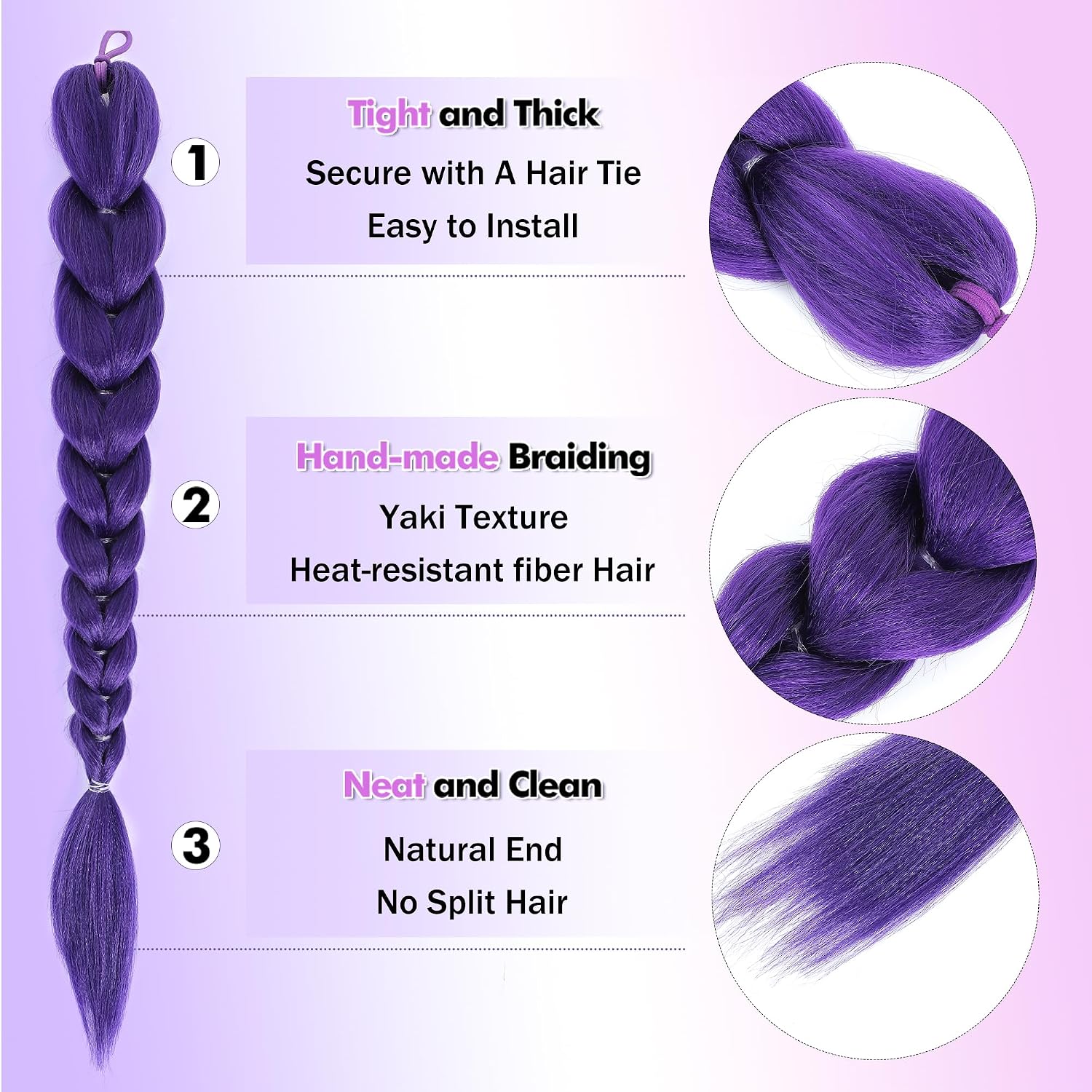Getgal 24inch Purple Braids Ponytail