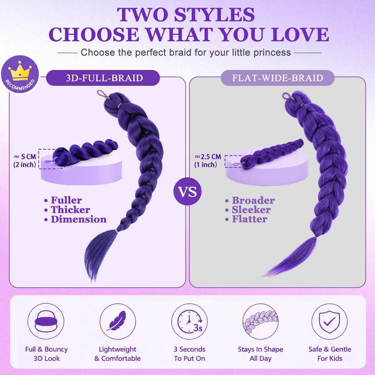 Getgal 24inch Purple Braids Ponytail