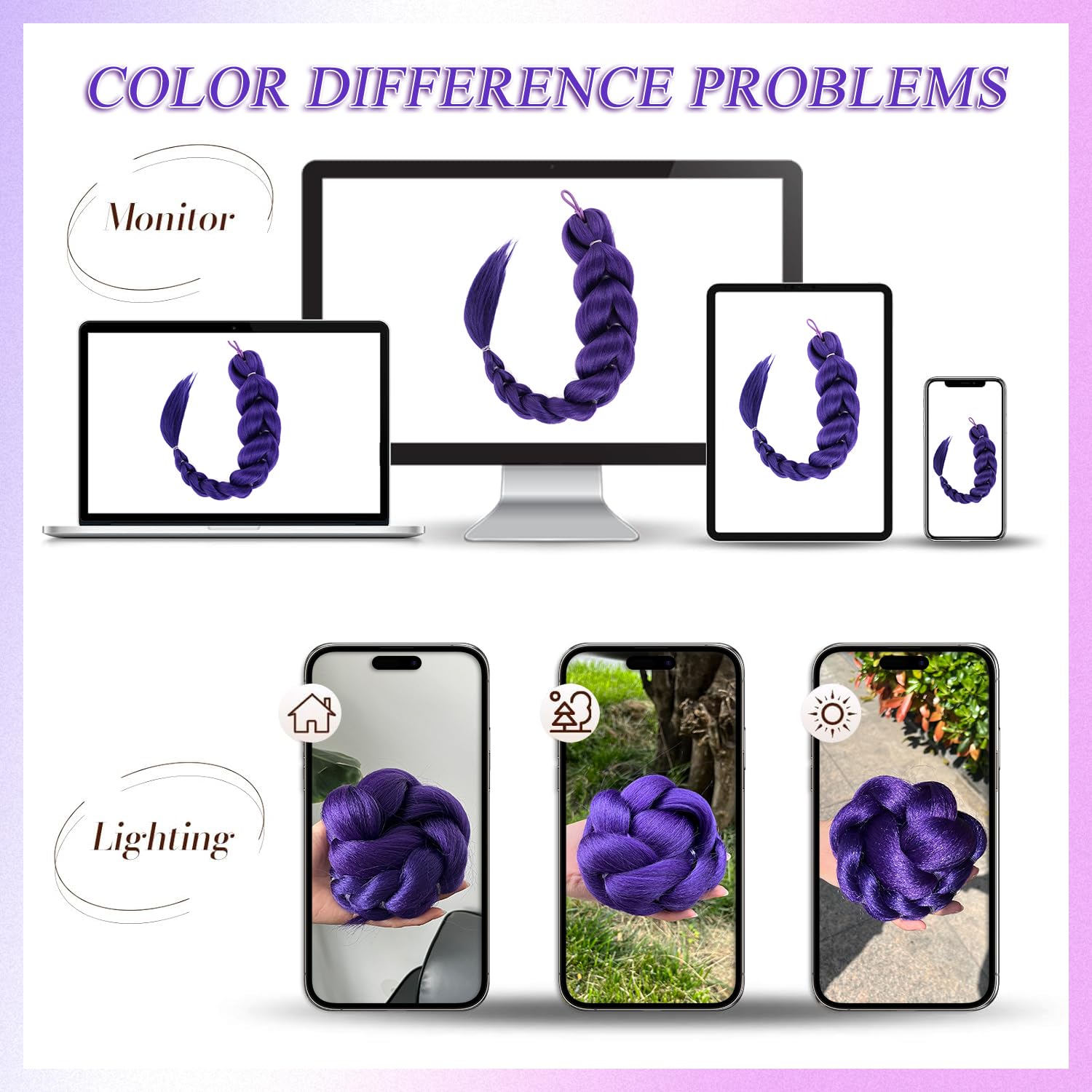 Getgal 24inch Purple Braids Ponytail