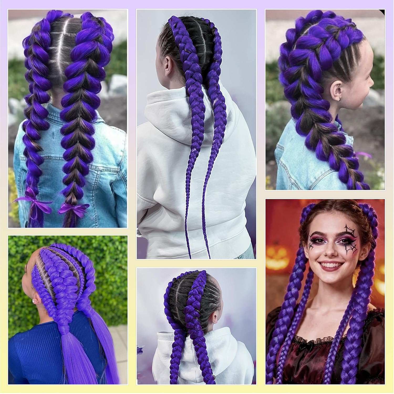 Getgal 24inch Purple Braids Ponytail