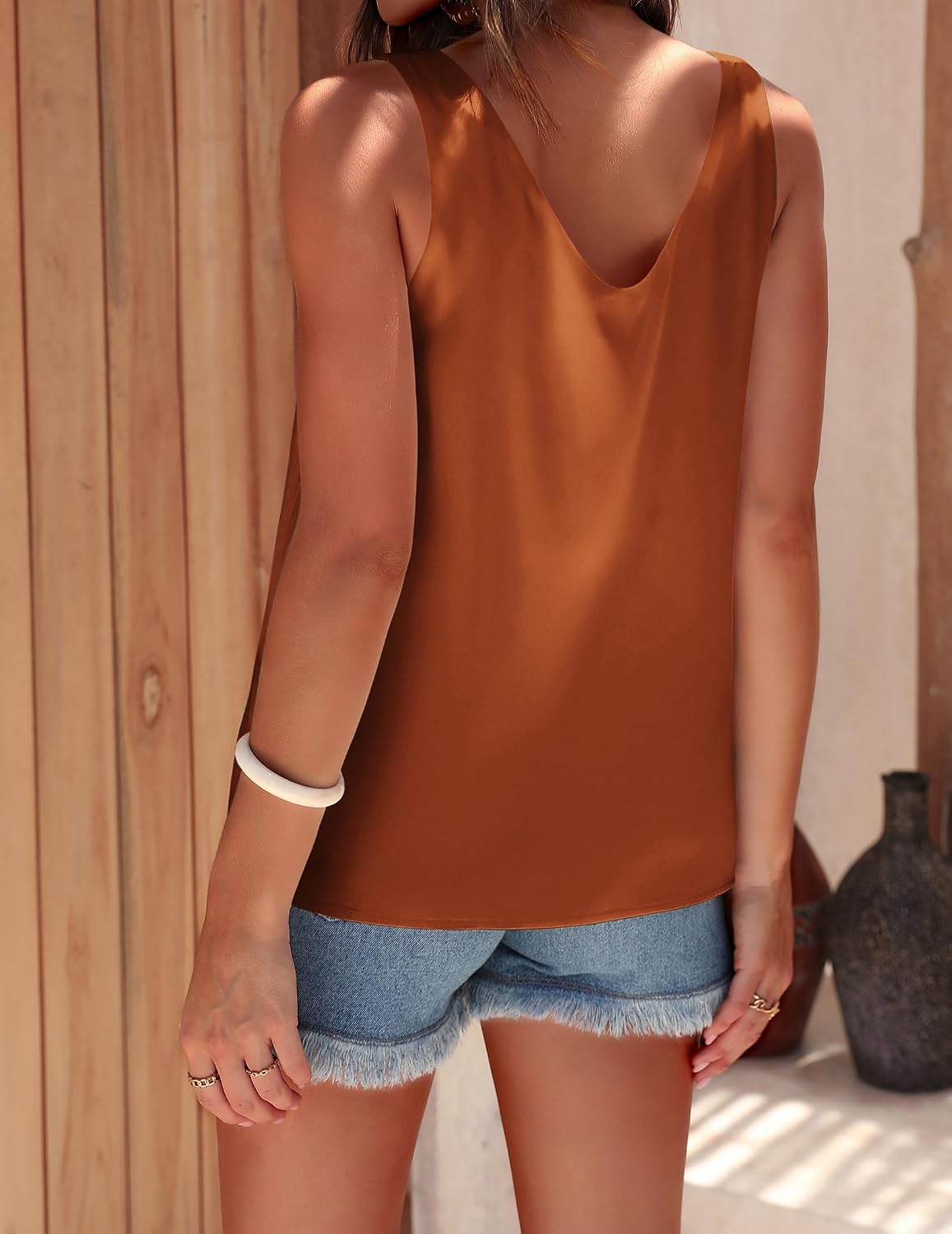 Ekouaer Womens Satin Tank Tops