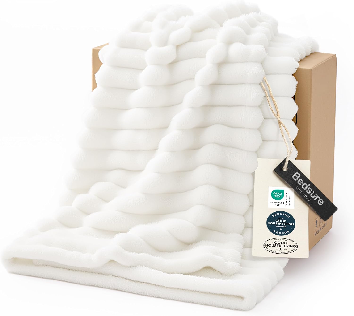 Bedsure GentleSoft White Throw Blanket for Couch - Halloween Decorations for Fall Home Living Room Decor, Cozy Fleece Blanket, Christmas Birthday Gifts for Women Mom Her Girls, Off White, 50x60 in